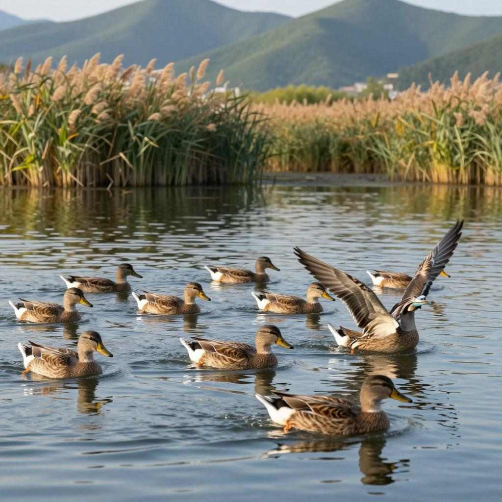 河北衡水湖：秋去冬来“鸟浪”起