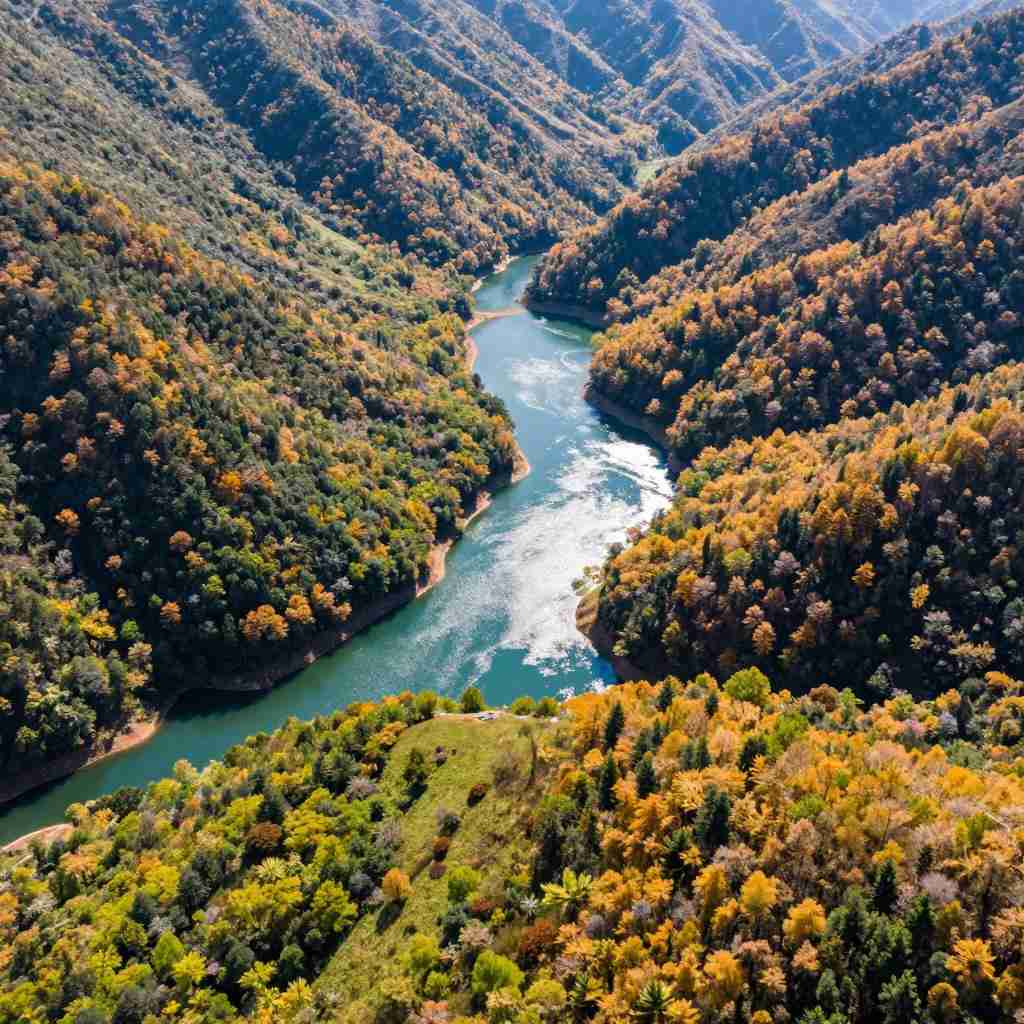 甘肃磨坝峡初冬层林尽染五彩斑斓