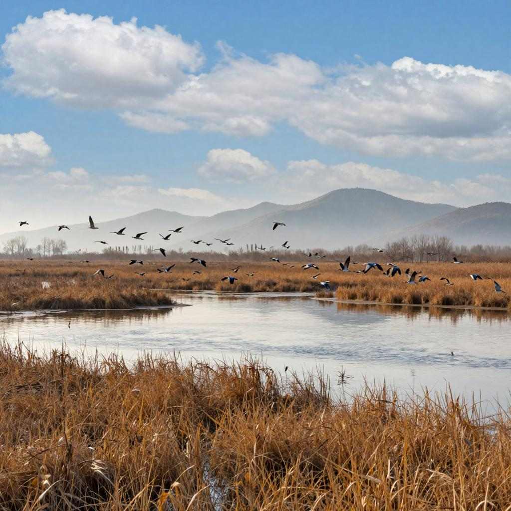 黄河三角洲国家级自然保护区迎来大批越冬候鸟