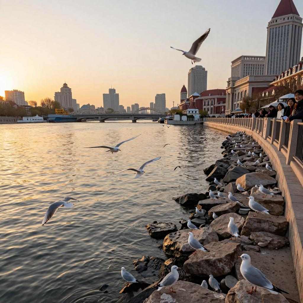 海鸥舞动老码头