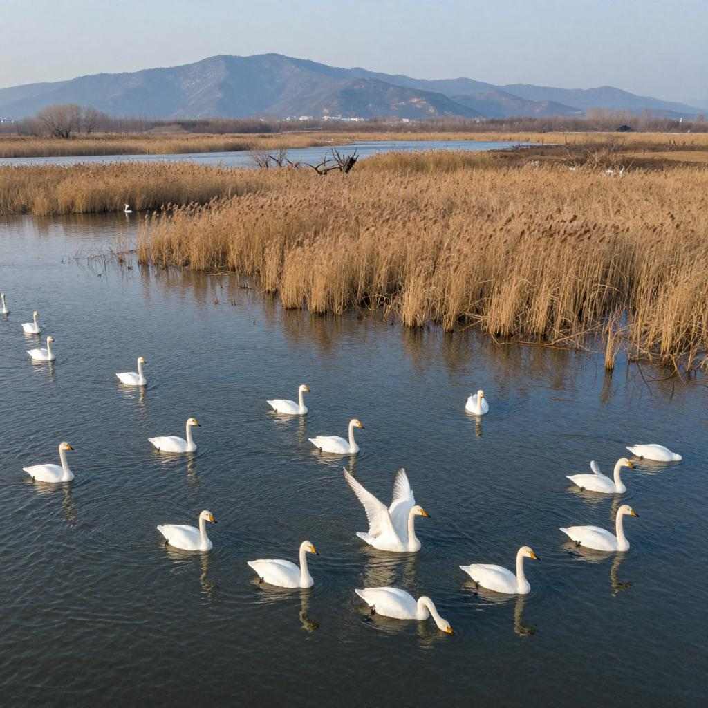 黄河湿地天鹅舞